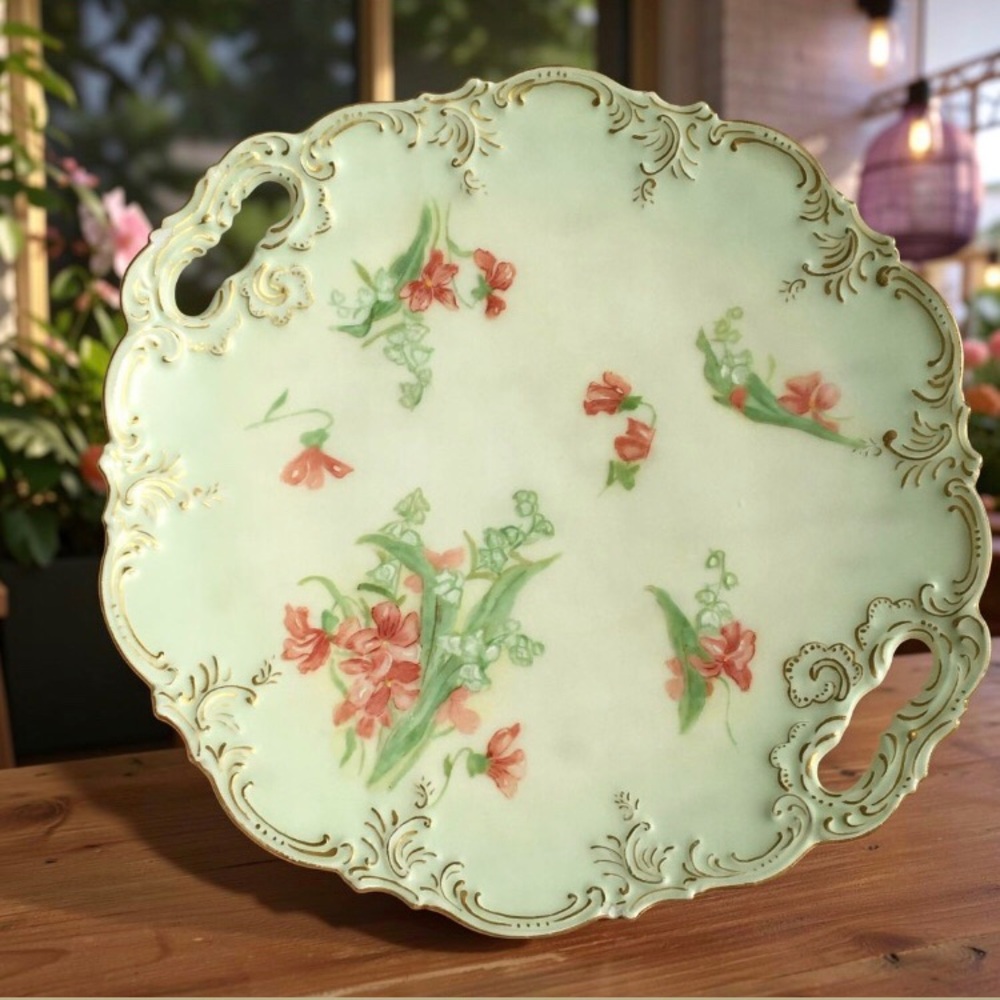 RARE FIND- Antique AKD France Floral Hand Painted Limoges Porcelain Plate